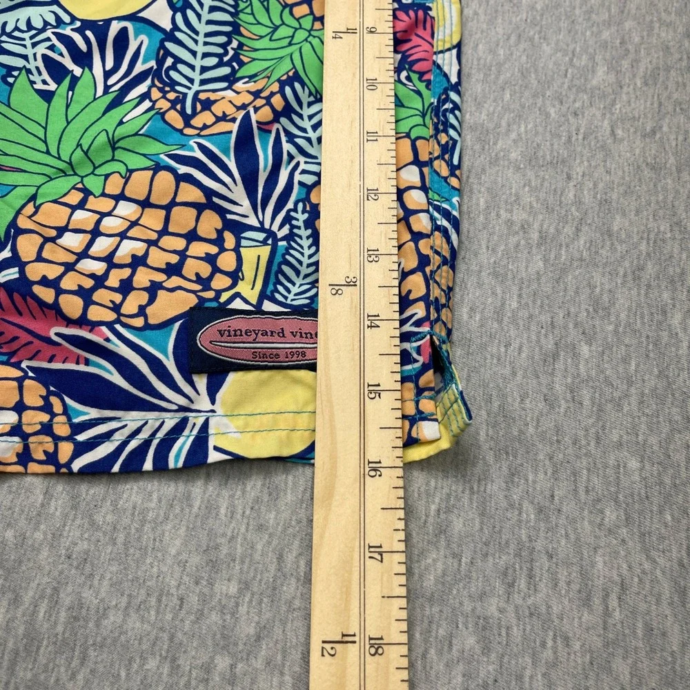 Vineyard Vines Mens Tropical Pineapple Cocktail Print Swim Trunks Blue Multi